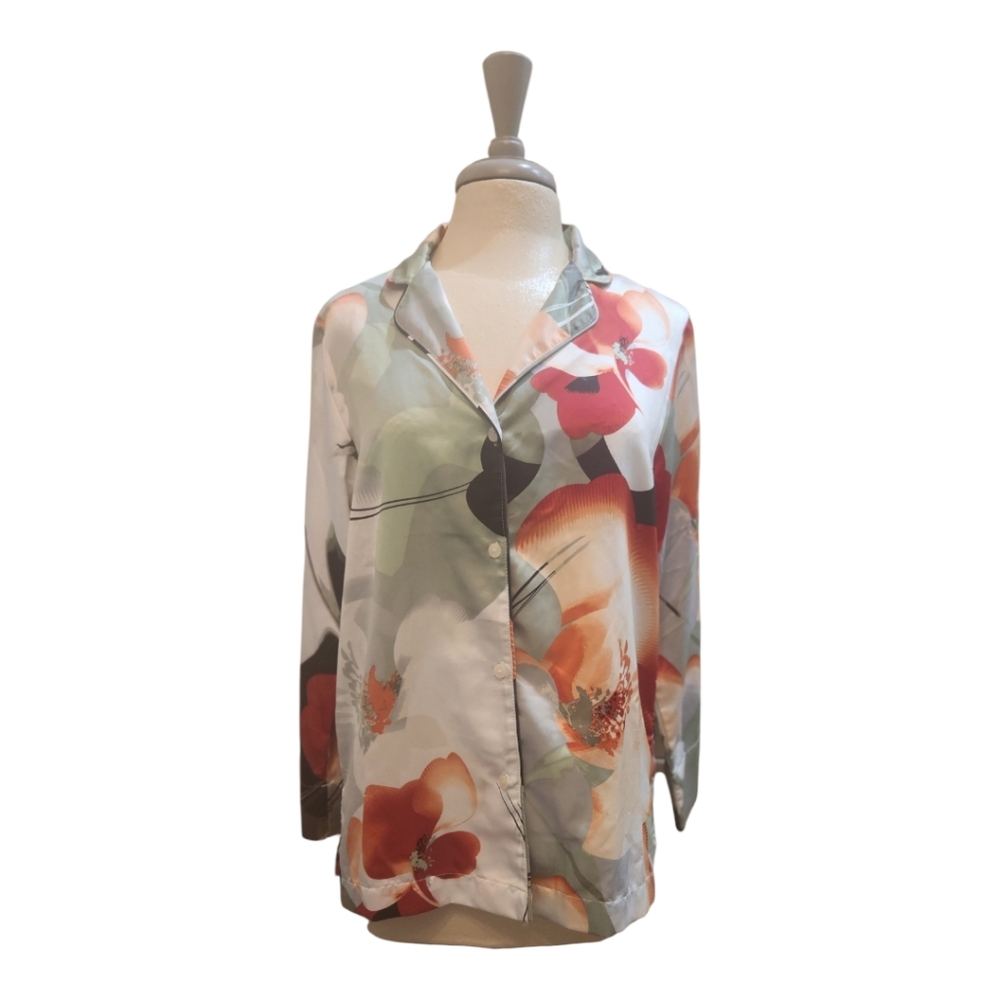 Natori Sz S Top Sz M Bottoms PJ Set Asian Print
